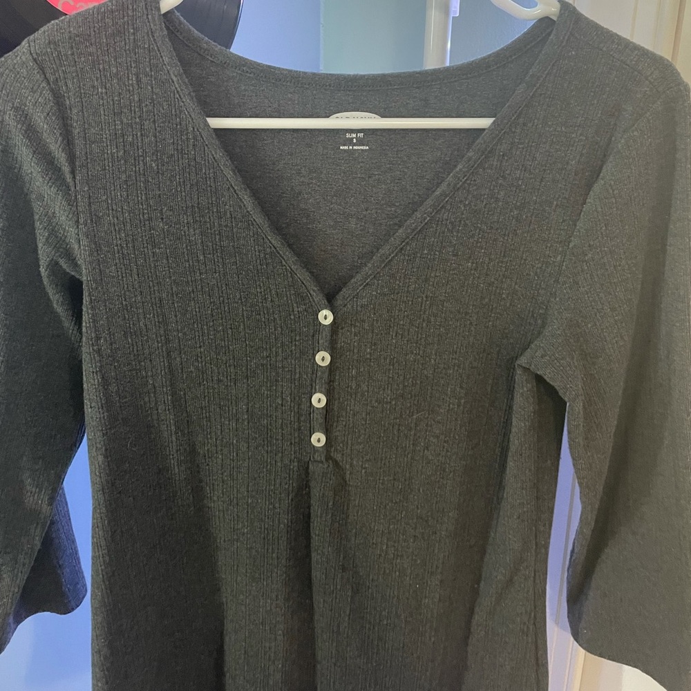 grey, tight fitted long sleeve, from old navy